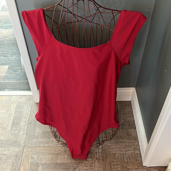 Red Maternity Swimsuit - Picture 2 of 4